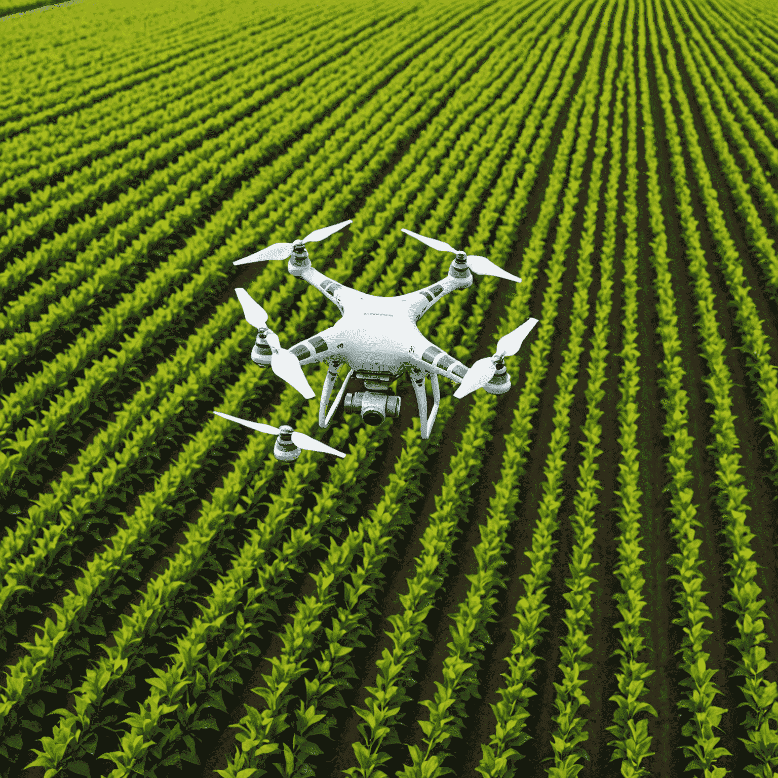 Imagen de un campo agrícola con drones y sensores inteligentes monitoreando los cultivos